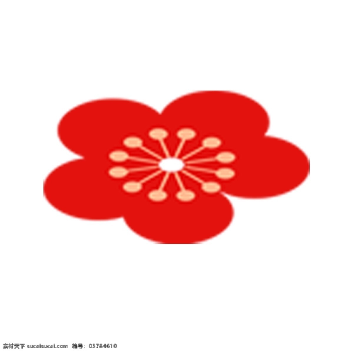 红色 白色 樱花 平面 效果 简约 大方 免 扣 平面效果 免扣 2d效果 花朵 装饰 装点 扁平 自然 唯美