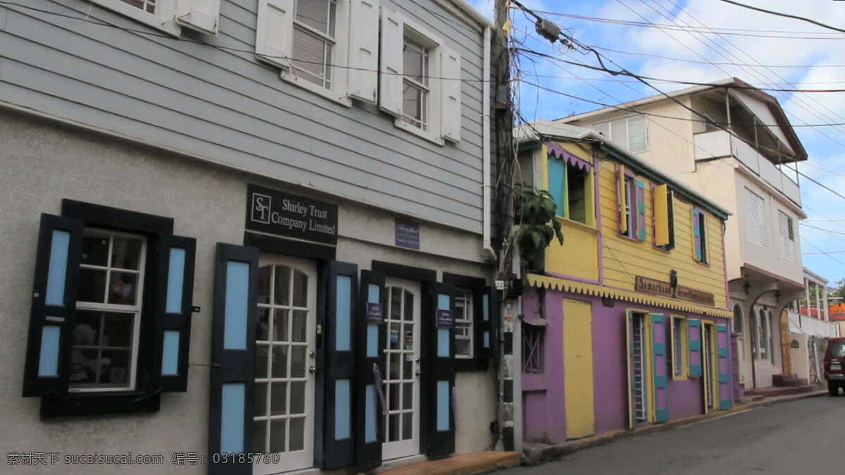 托尔 托拉 色彩缤纷 房子 路 城 股票 视频 加勒比群岛 加勒比海 岛屿 岛 热带 托托拉岛 道路 镇 村 丰富多彩的 建筑 avi 灰色