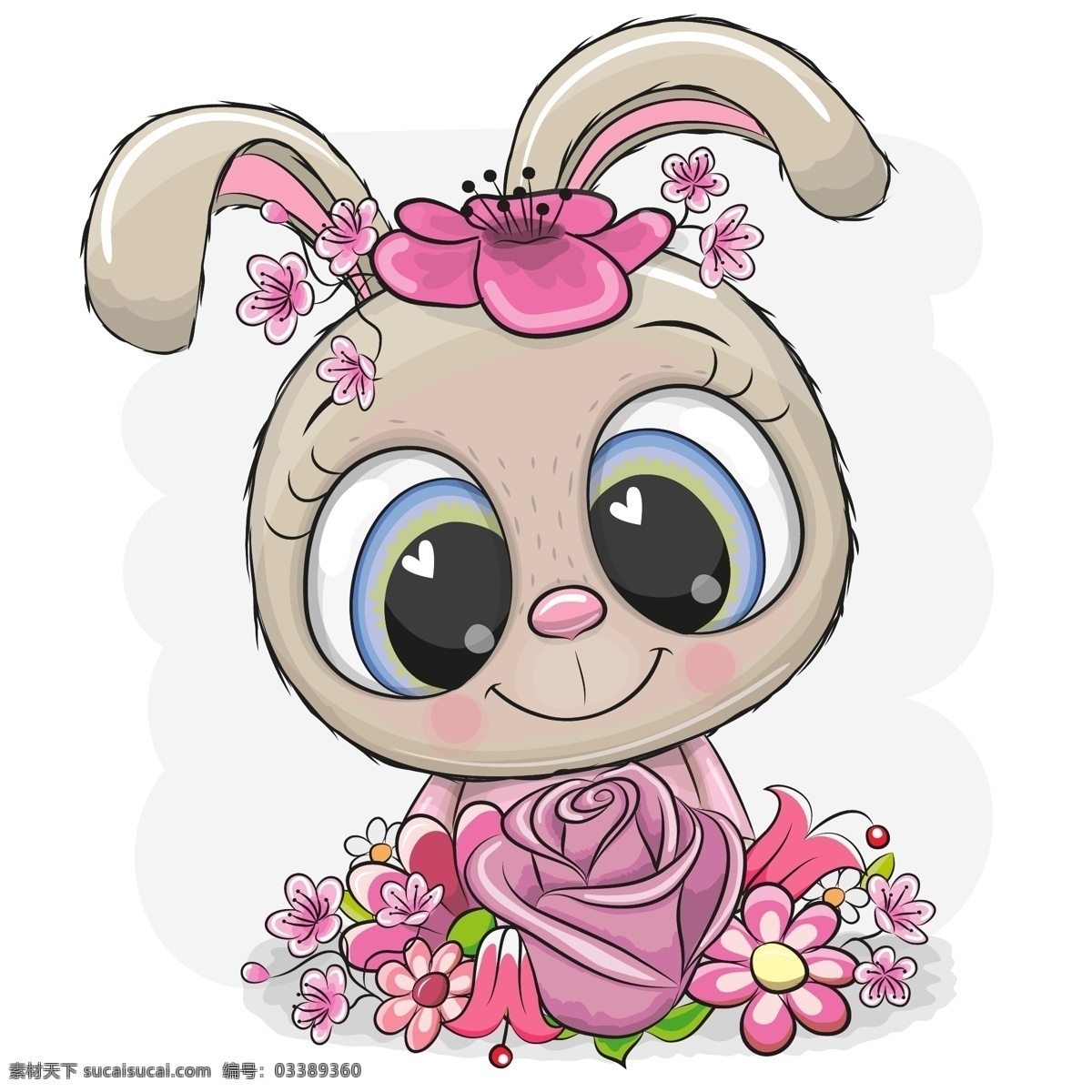 可爱卡通兔子 可爱卡通动物 爱心 花朵 彩虹 兔子 小兔 卡通 动物 幼儿园素材 婴儿素材 卡通动物 卡通设计