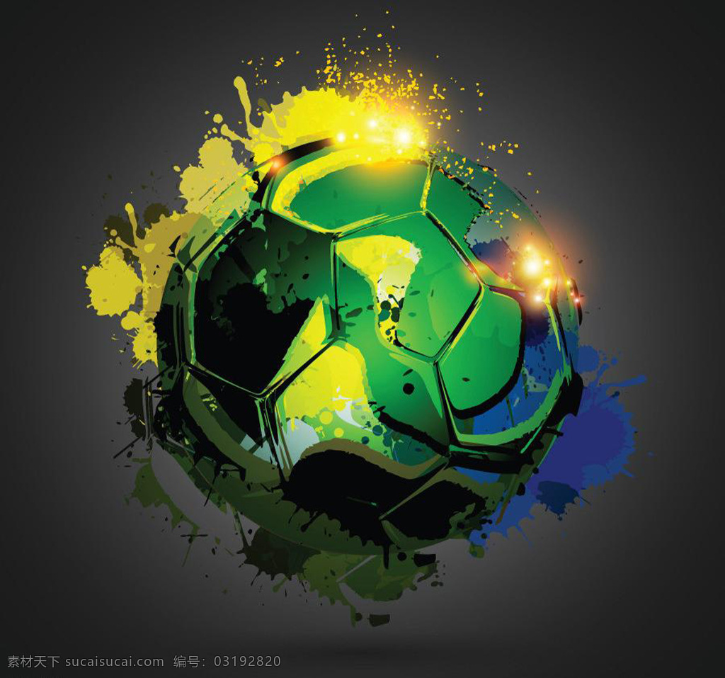 足球 创意 水彩 矢量图 巴西 里约 溅射 世界杯 黑色