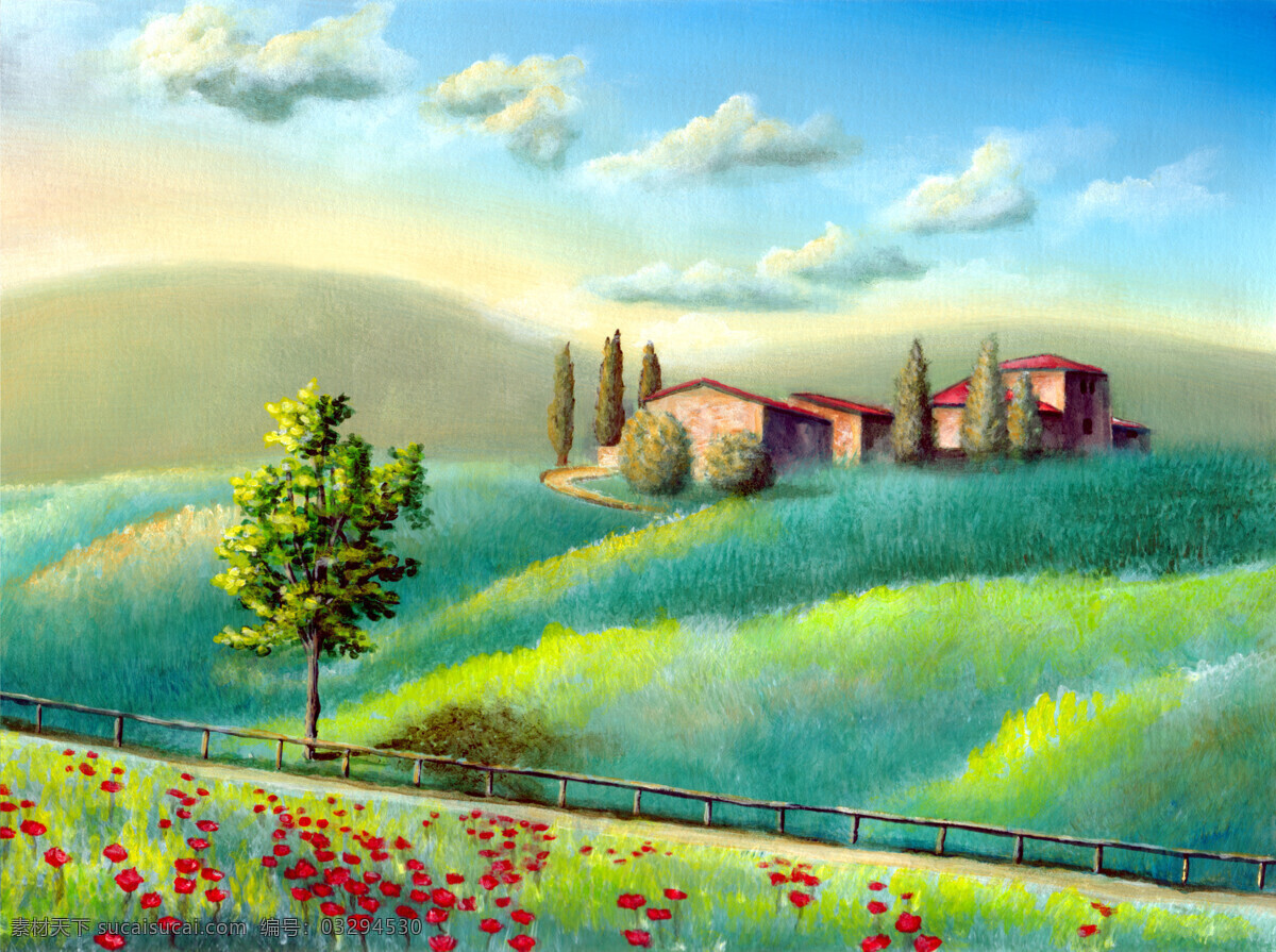 卡通 草地 风景 卡通草原风景 鲜花草地 卡通风景 风景插画 美丽风景 山水风景 风景图片