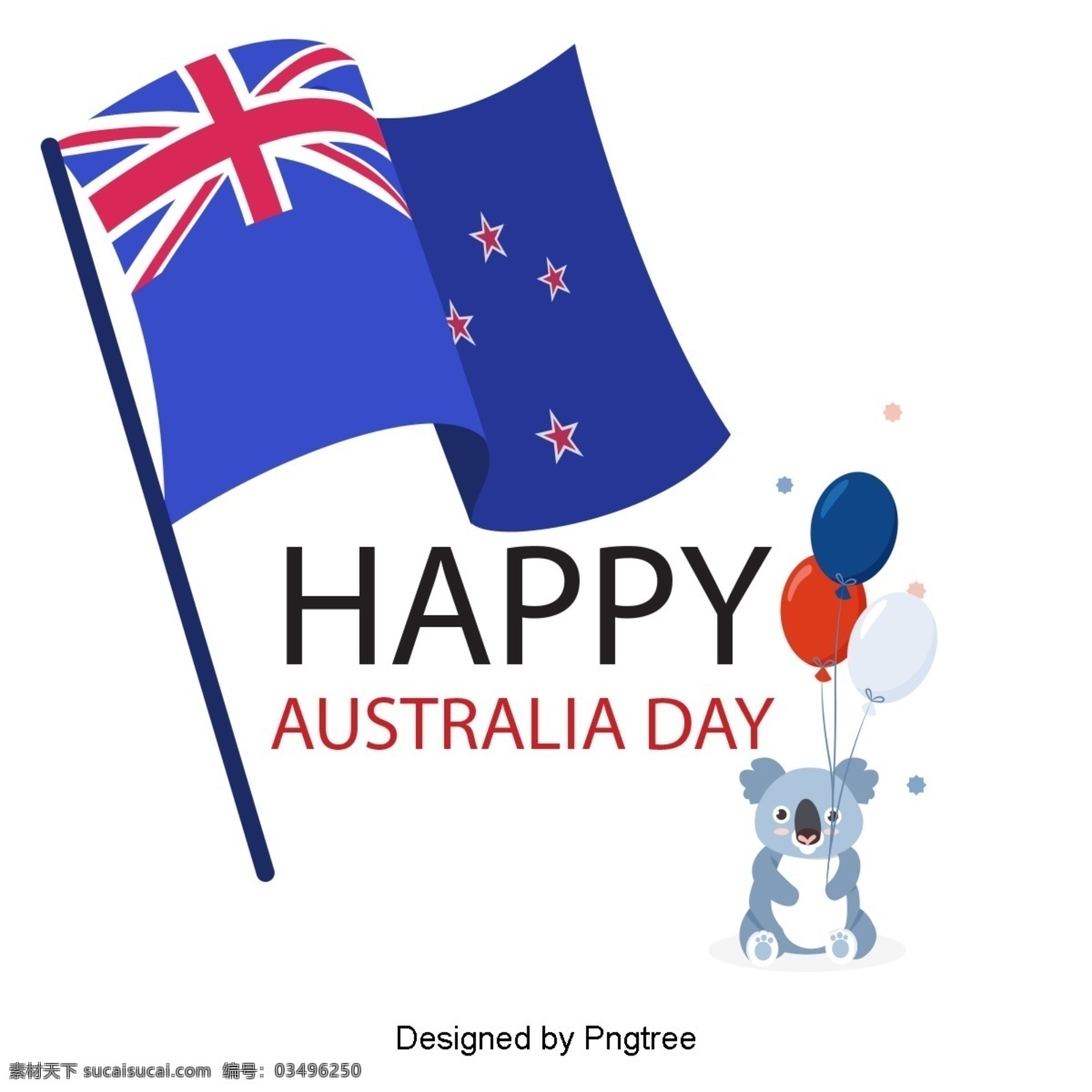 澳大利亚 国旗 蓝色 红色 星星 旗帜 考拉 爱心 爱国 字体 澳大利亚日
