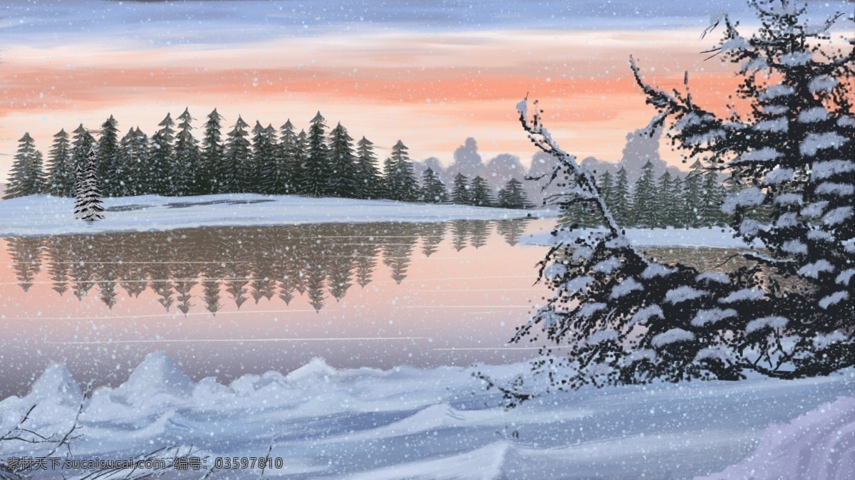 圣诞 雪地 冬天 卡通 展板 背景 下雪 冬季素材 背景设计 雪景 大雪背景