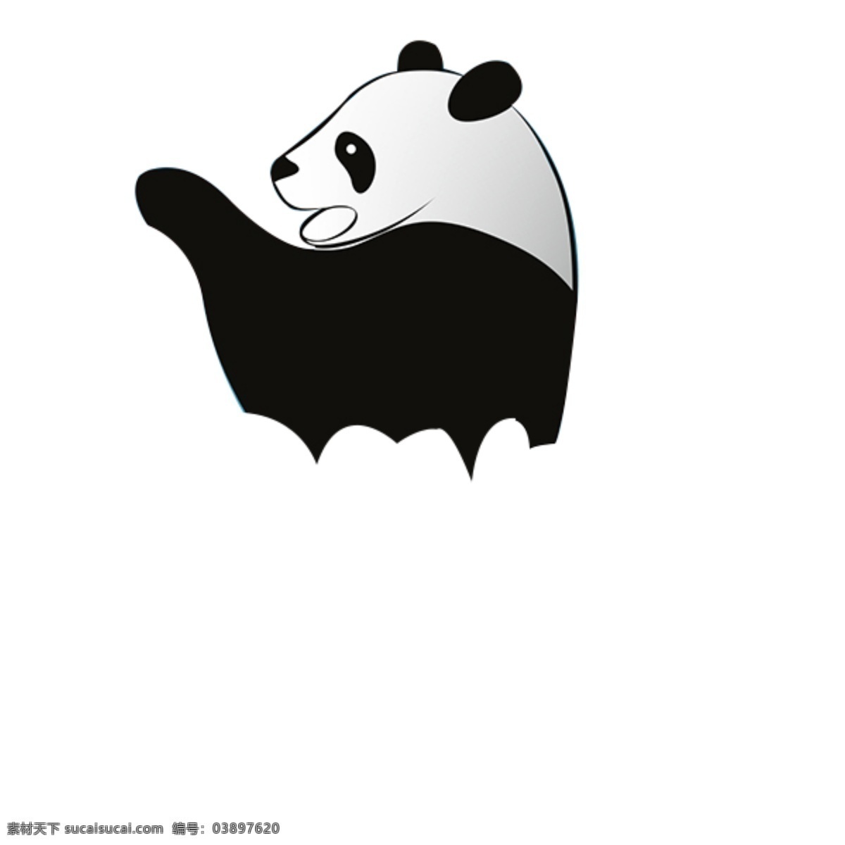 熊猫 可爱 panda 黑白 元素 动物 分层