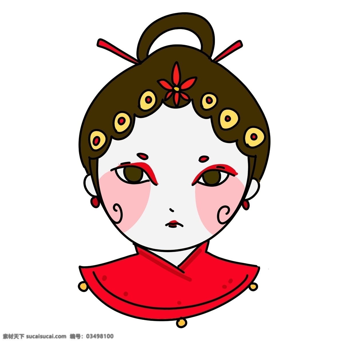 卡通 红色 戏剧 头像 插画 戏剧头像 卡通头像插画 红色戏服 可爱的头像 女性戏剧头像 精美的头像 头像插画