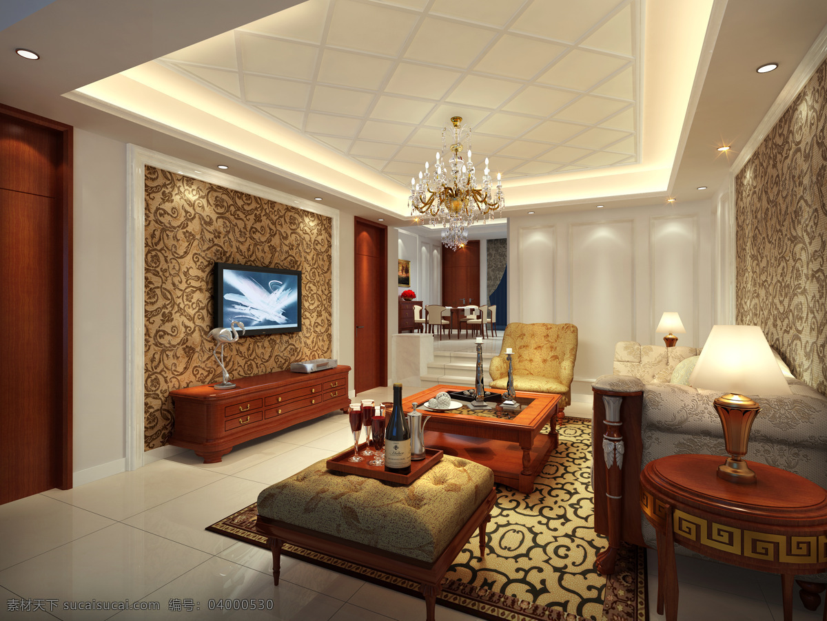客厅 3d设计 3d作品 花纹 家装 欧式 台灯 客厅设计素材 客厅模板下载 家居装饰素材