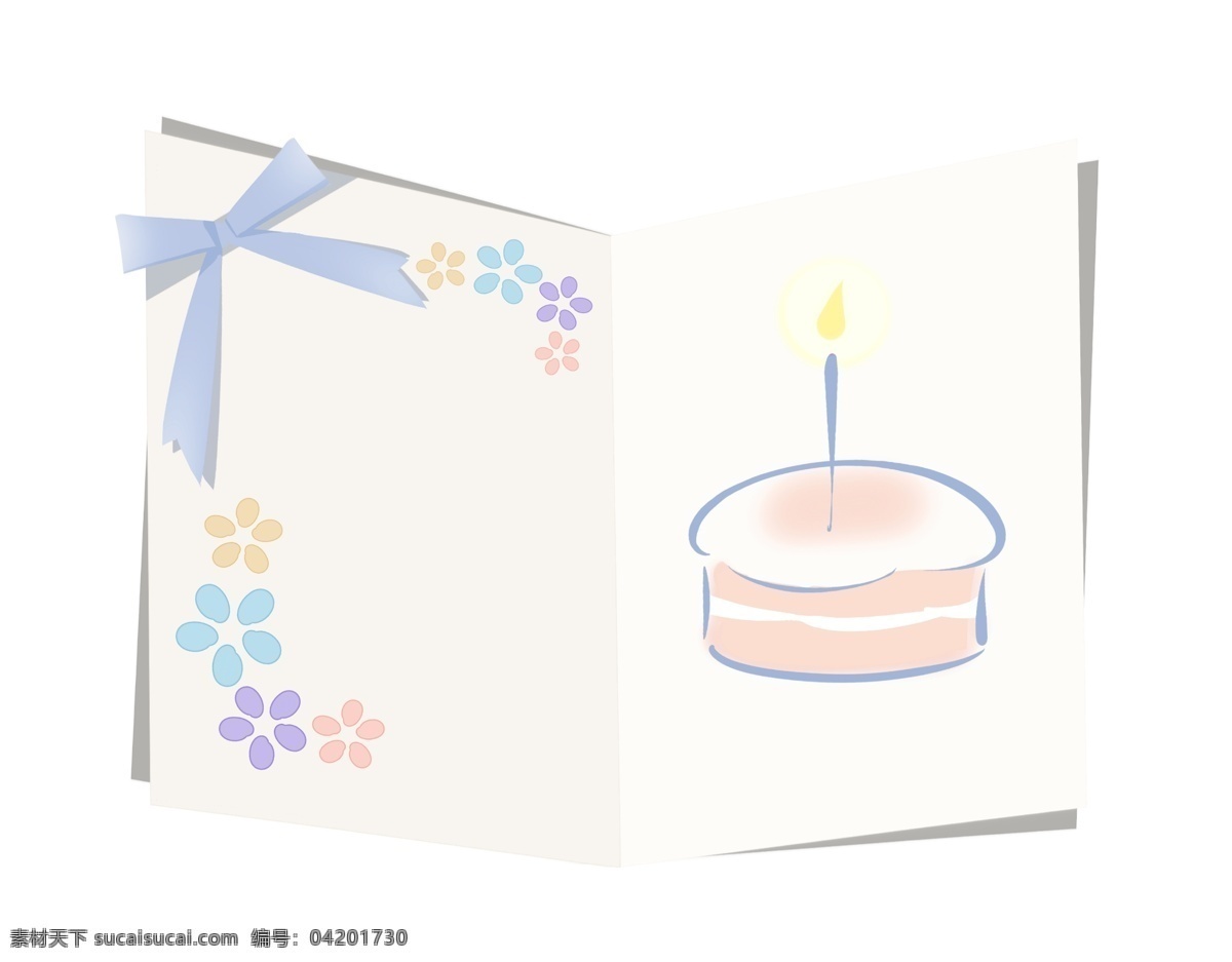 白色 纸张 生日卡 蛋糕 蜡烛