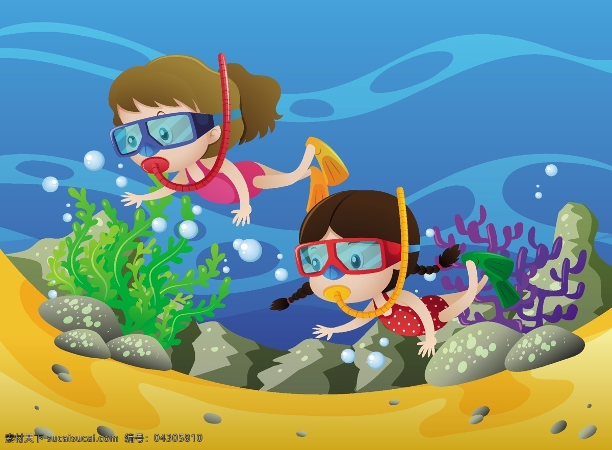 可爱 孩子 海底 潜水 可爱孩子们 潜海 海底世界 海洋