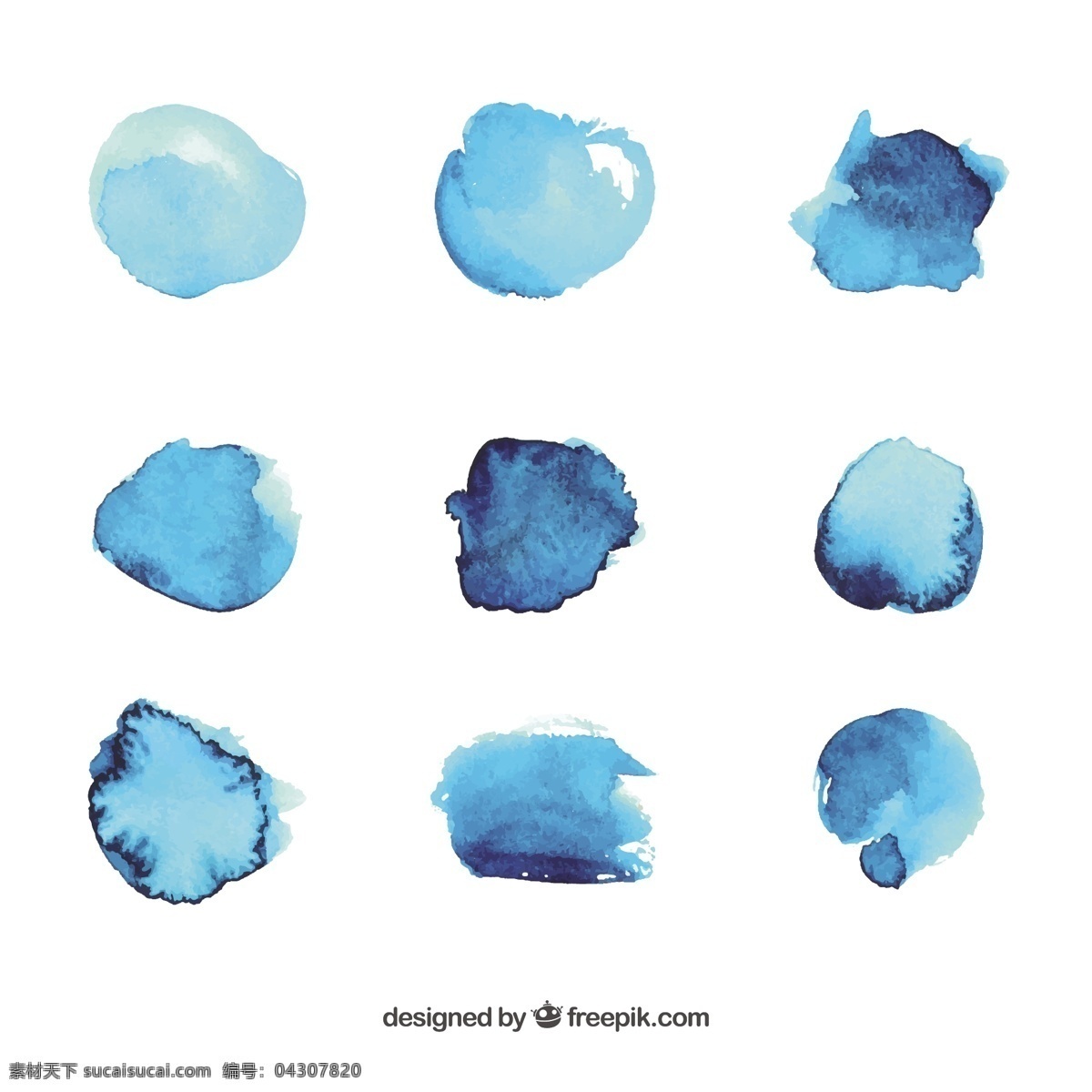 蓝色水彩背景 模式 水彩 邮票 飞溅 油漆 油墨 色斑 污点 抽象 图案 蓝色