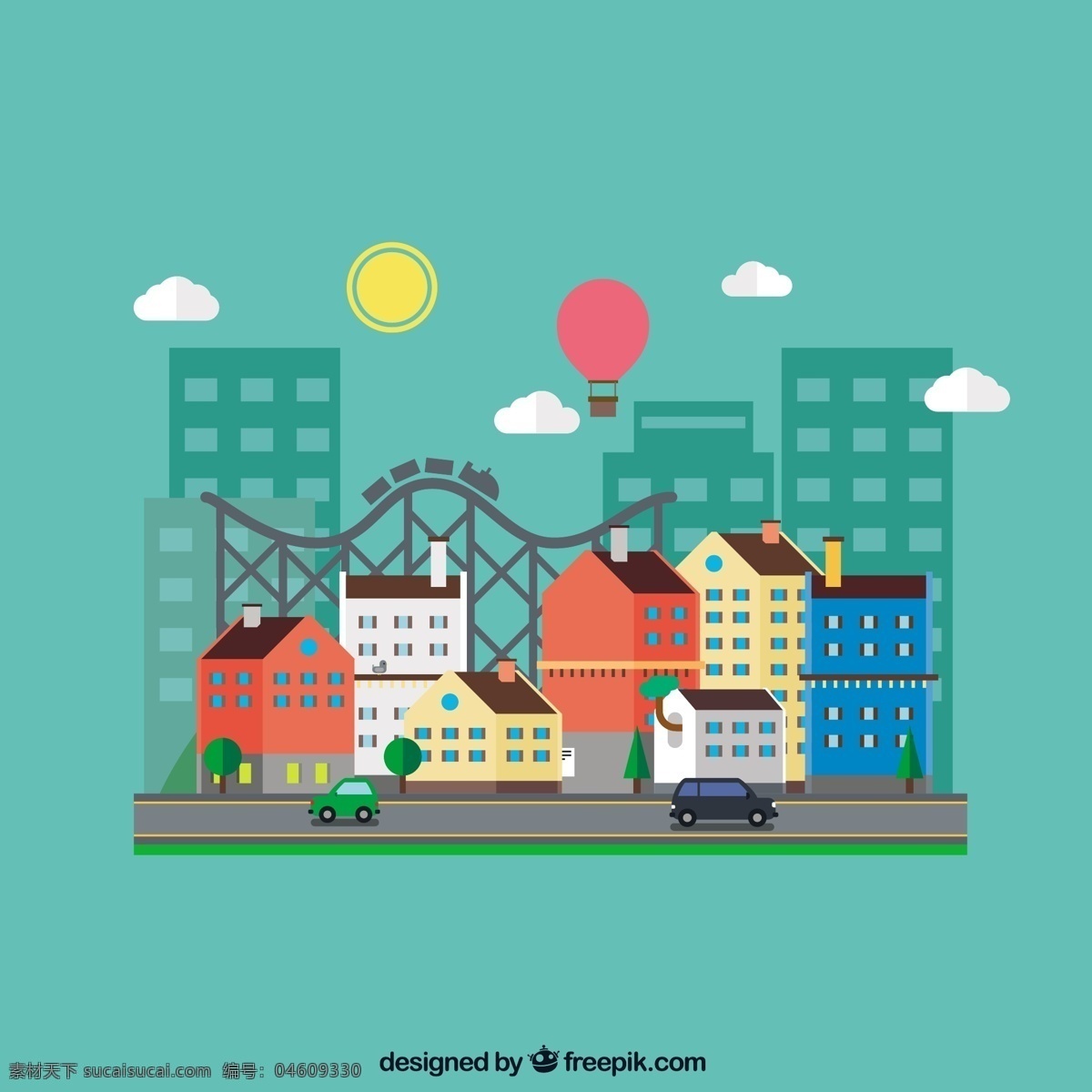 房子 城市 图标 动画 建筑 景观 街道 城镇 家里的图标 房屋 城市建筑 街区 城市景观 过山车 青色 天蓝色