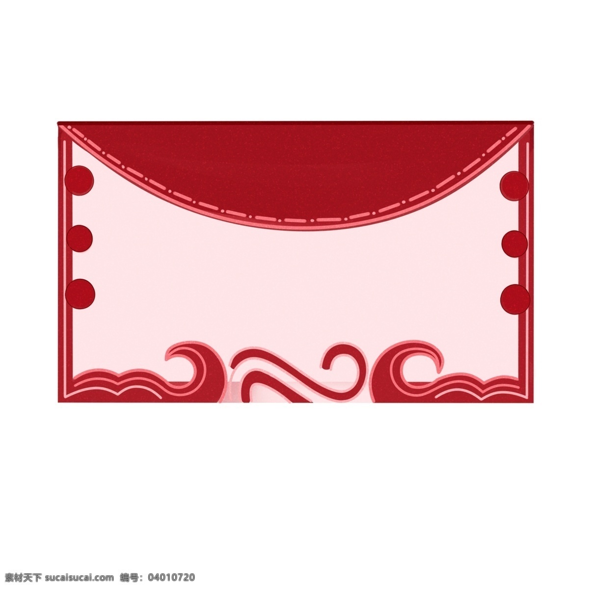 边框 之中 国风 信封 免 抠 信封样式 信封边框 红色 中国风 浪纹 圆形 虚线 中国传统文化 节日装饰