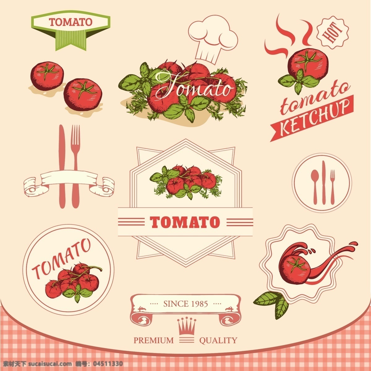 卡通 餐饮 标签 餐饮广告 餐饮素材 厨师帽 美食 食物 图标 矢量图 其他矢量图