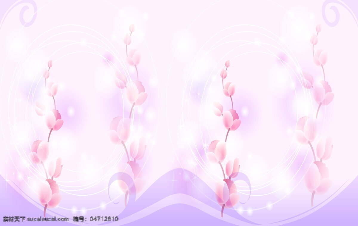 花枝 梦幻 移门 花朵 　 粉色 浪漫 星光 线条 飘带 紫色 圆环 桃花 图案 大全 期 系列 装饰素材
