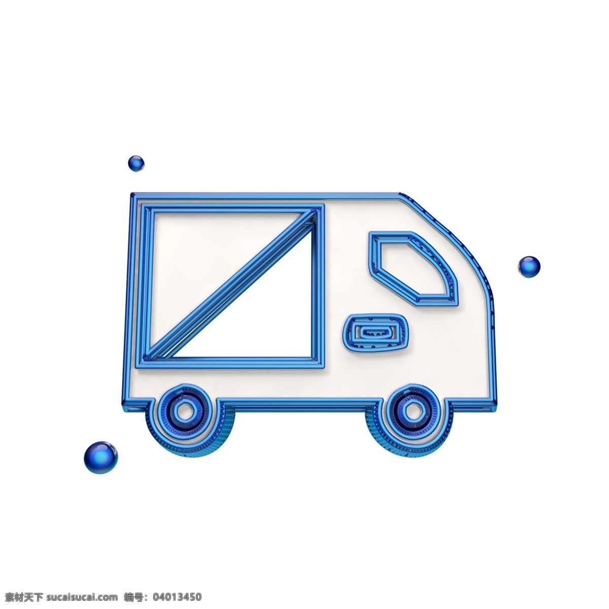 立体 运输 货车 图标 蓝色 运输货车