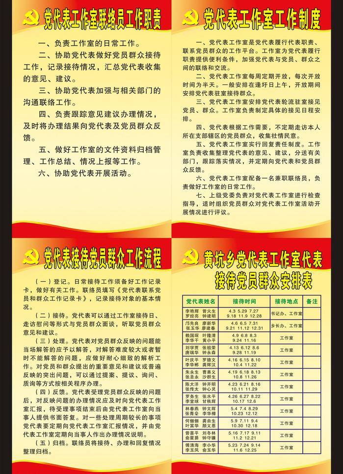 制度牌子 党代表 工作室 联络员 工作职责 工作制度 接待 党员 群众 工作流程 代表 安排表 cdr9 源图 源文件 矢量 展板 其他展板设计