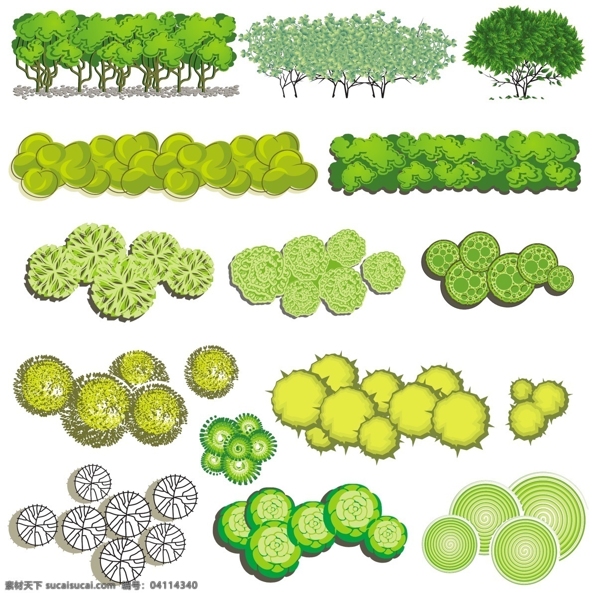 精美 卡通 景观 树木 矢量 卡通树 插画 树木植物 插图 花草 生物 世界 白色