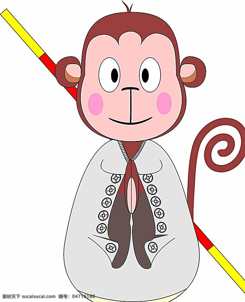 猴子 不倒翁 猴 吉祥 佛 祝福猴 卡通设计 白色