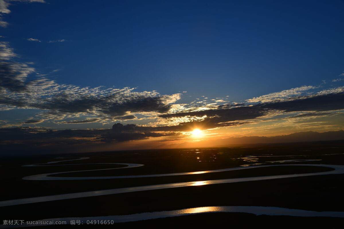 巴音 布鲁克 夕阳 自然景 草原 太阳 自然景观 自然风景