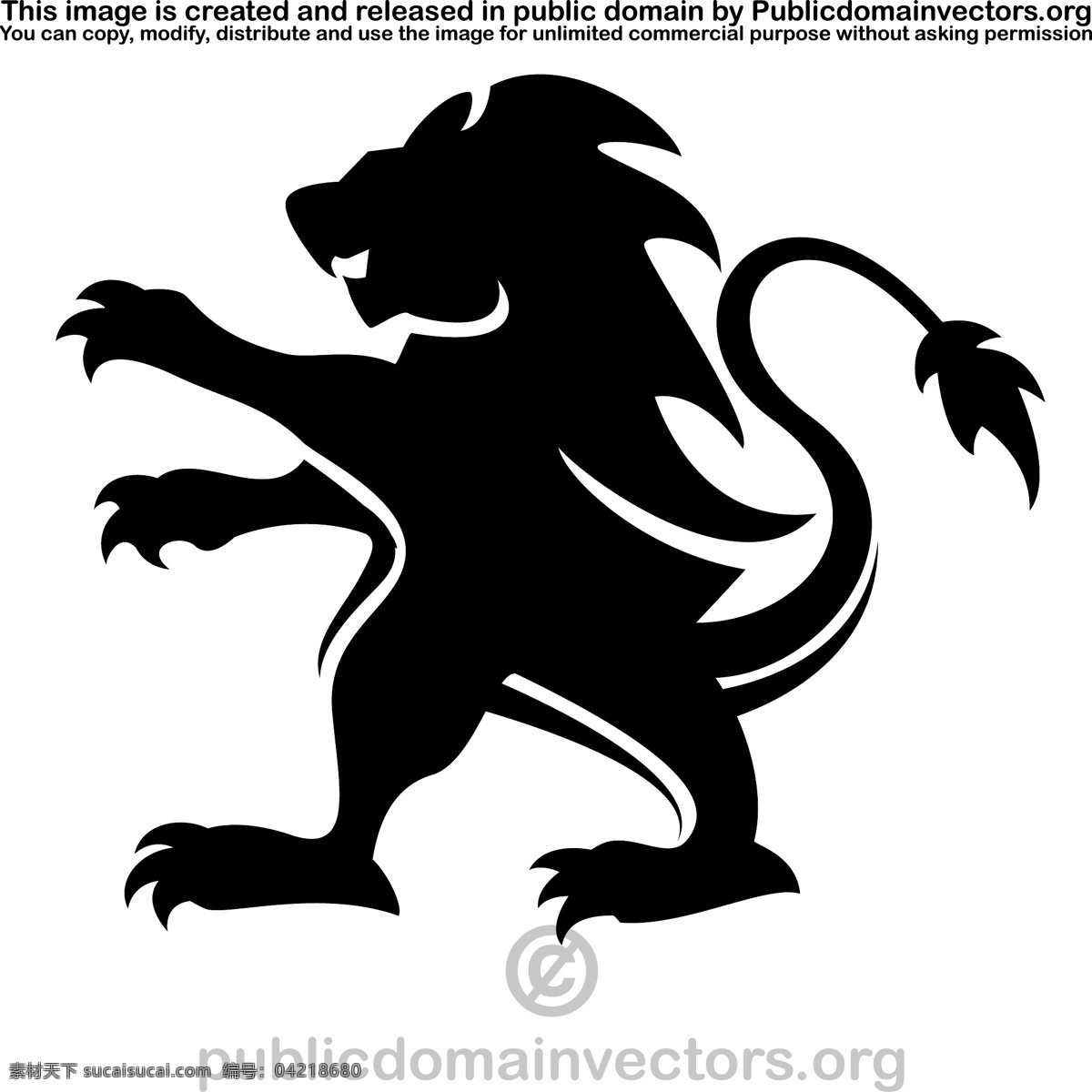 纹章 狮子 矢量 图形 标识 标志 动物 黑色 野生 生物世界