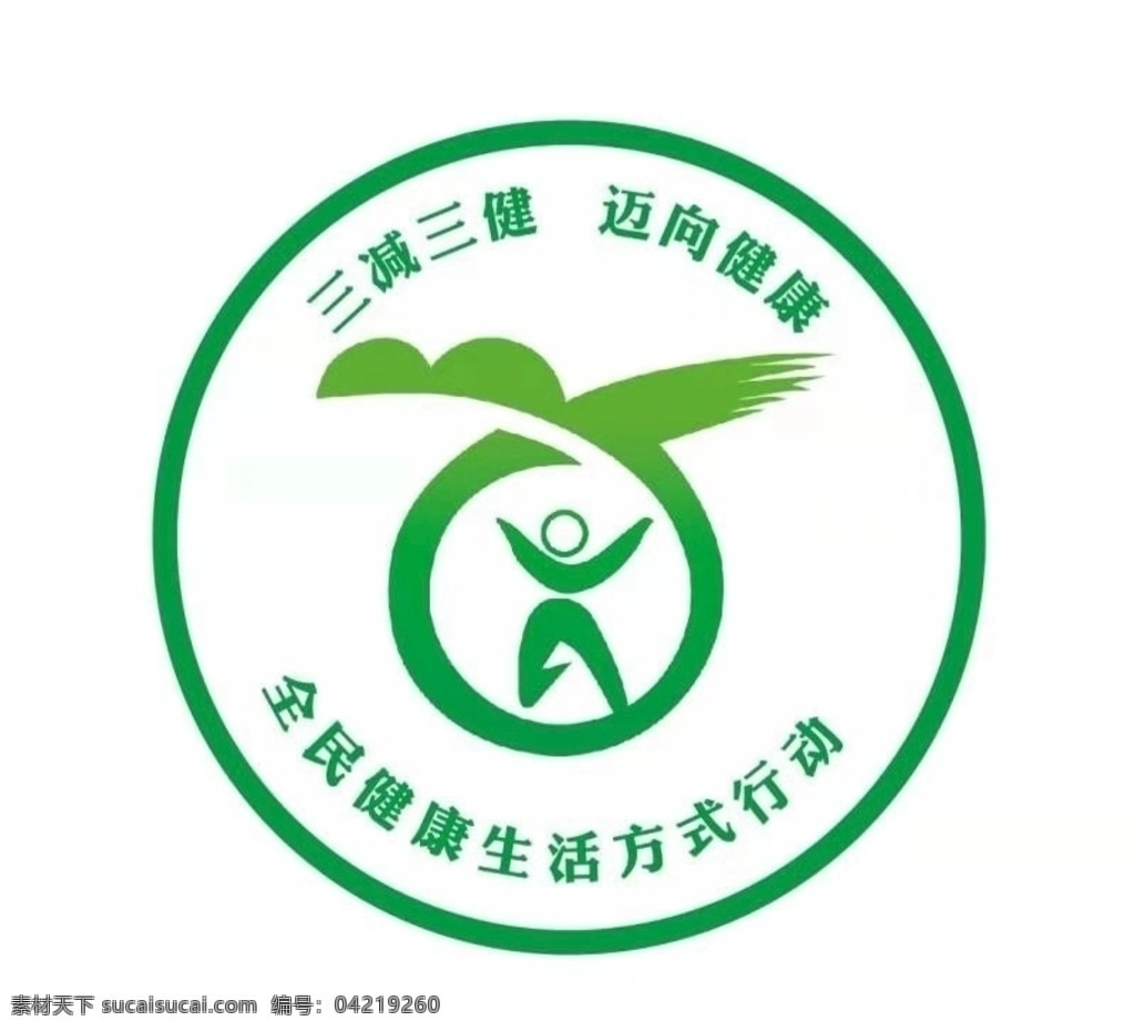 健康生活 方式 logo 三减三健 迈向健康 绿色生活 绿色标志 提倡健康 分层