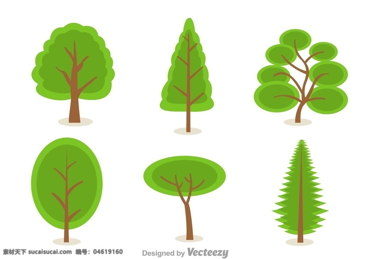 树木 设计图 彩色 绿色 矢量图 其他矢量图
