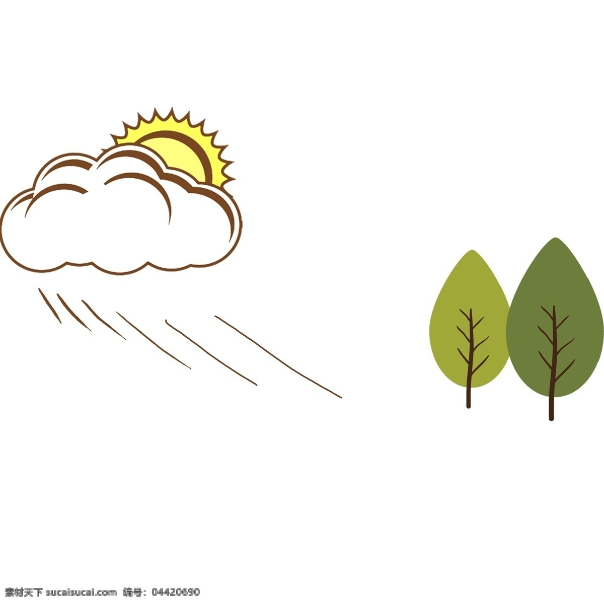 分割线 太阳 小树 插画 绿色的小树 卡通插画 手绘插画 分割线插画 太阳分割线 火红的太阳 漂亮的小树