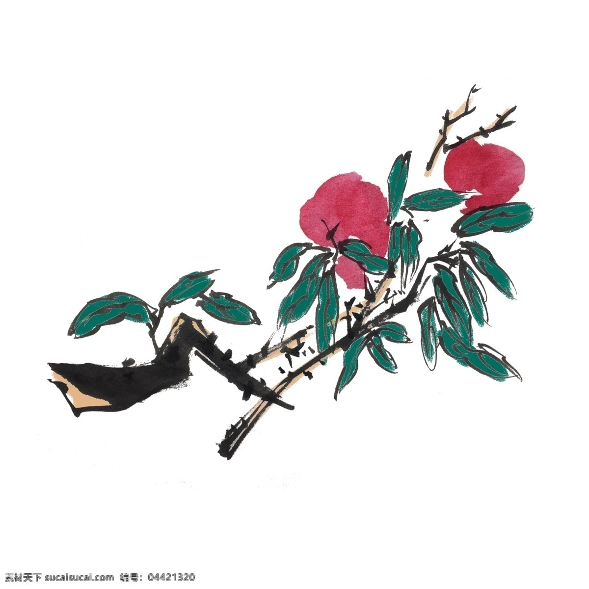 夏天 水墨 风 新鲜 桃子 手绘 插画 夏季 水墨桃子 新鲜桃子 中国风 古风 水墨风 墨迹 彩色 春天 生动 花草 国风