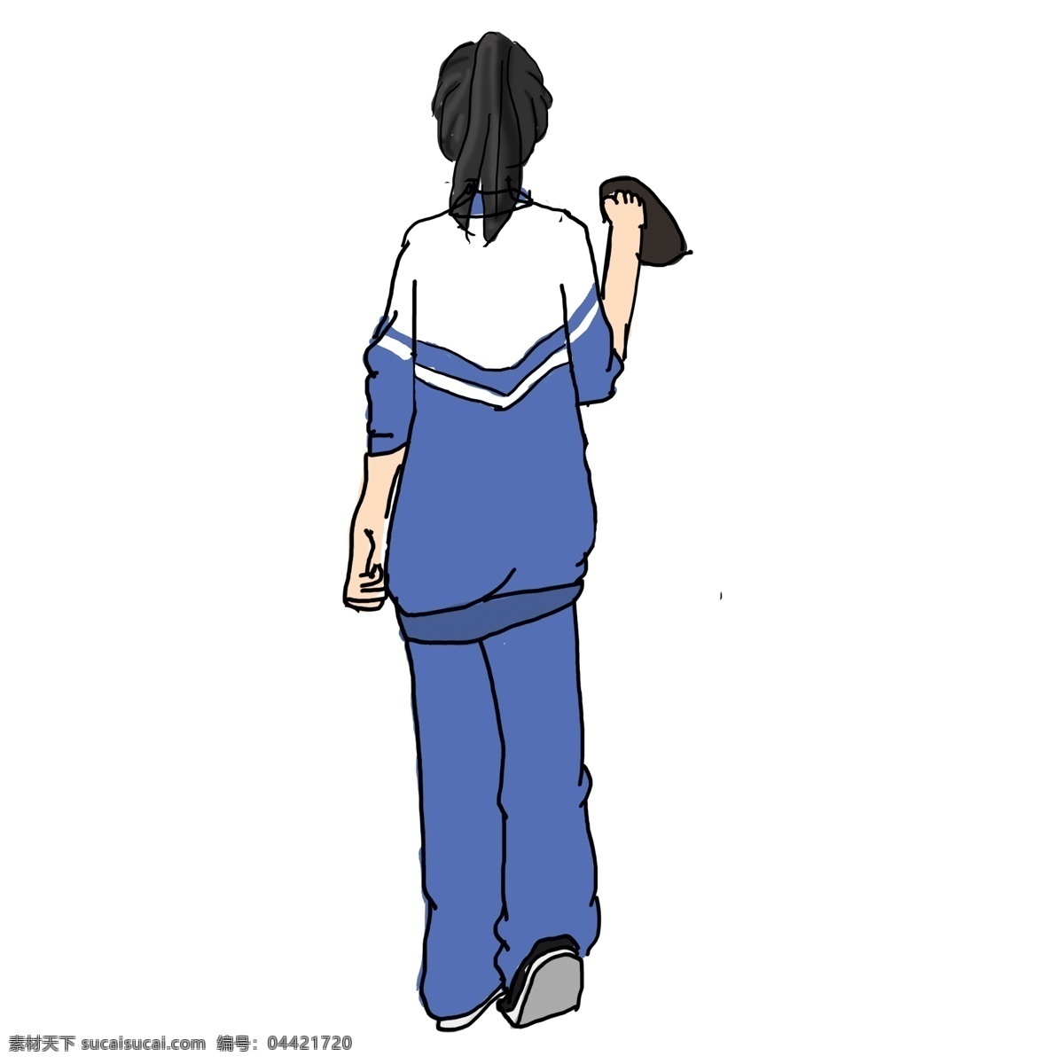 卡通 打扫 卫生 女 学生 免 抠 元素 学习 小清晰 手绘 插画