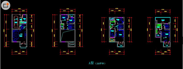 带 夹层 联排别墅 户型 图 cad图纸 别墅 户型图 联排 cad素材 建筑图纸