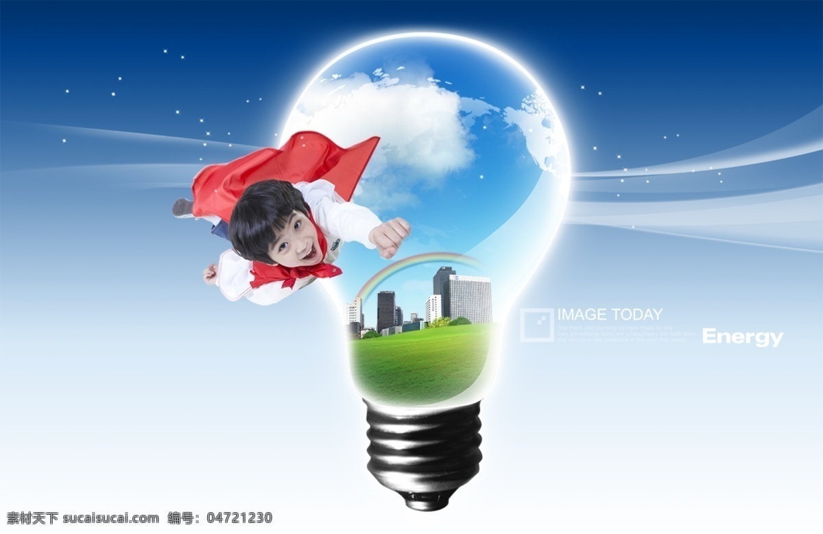 节能环保 公益 广告 网页 模版 草地 城市建筑物 灯泡 环保 蓝天白云背景 网页背景 网页模版 网页素材 网页制作 网站设计 小超人 网站制作 网站图片 网站素材 艺术字 网页模板