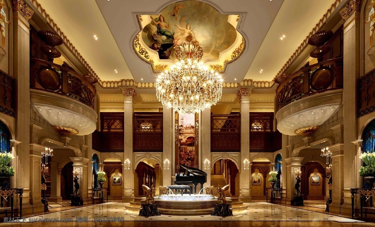 欧式酒店大厅 效果图 3d效果图 室内设计 环境设计 tiff 酒店 大厅
