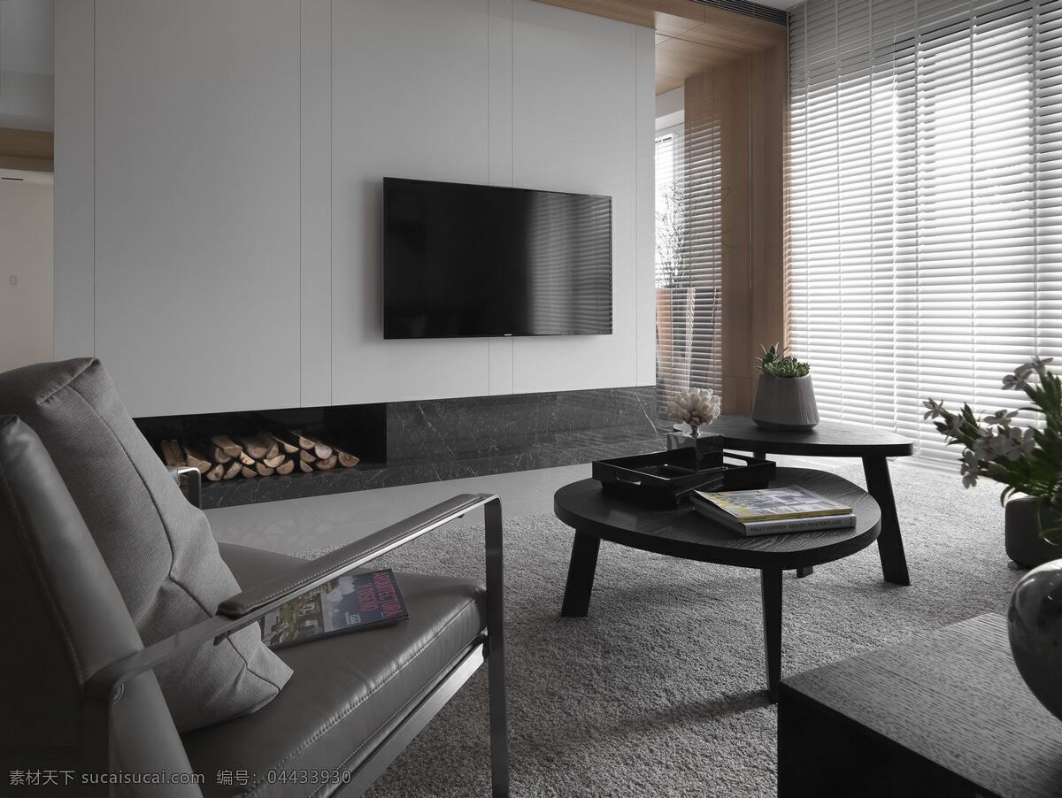 现代 雅致 气质 客厅 灰色 家具 室内装修 效果图 客厅装修 灰色地板 黑色茶几 褐色电视柜