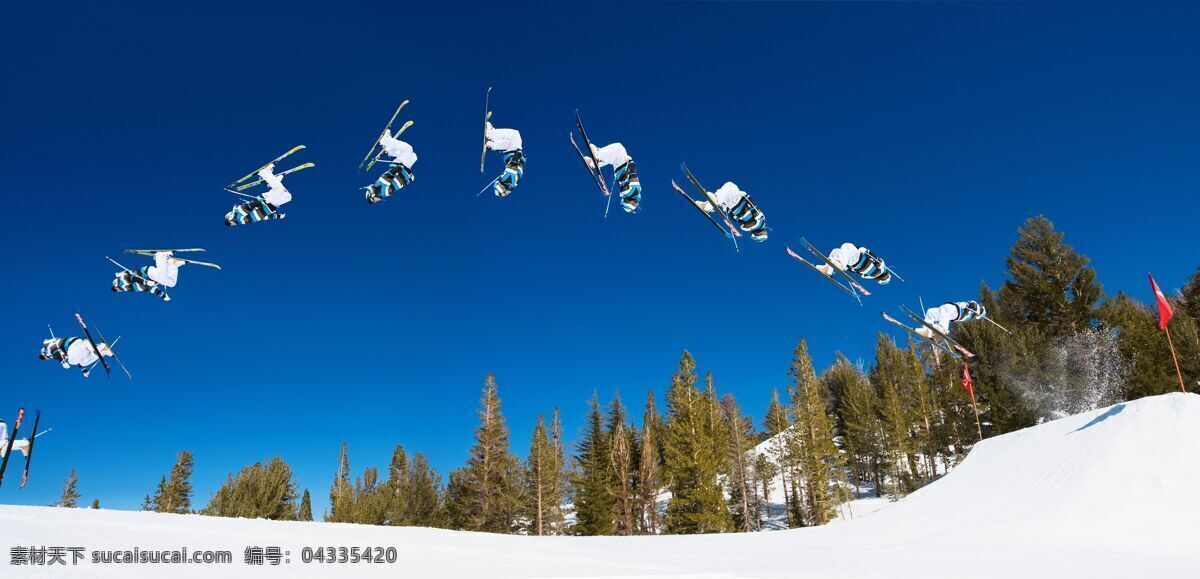 滑雪极限运动 滑雪 极限运动 体育运动 蓝天 雪地 生活百科 蓝色