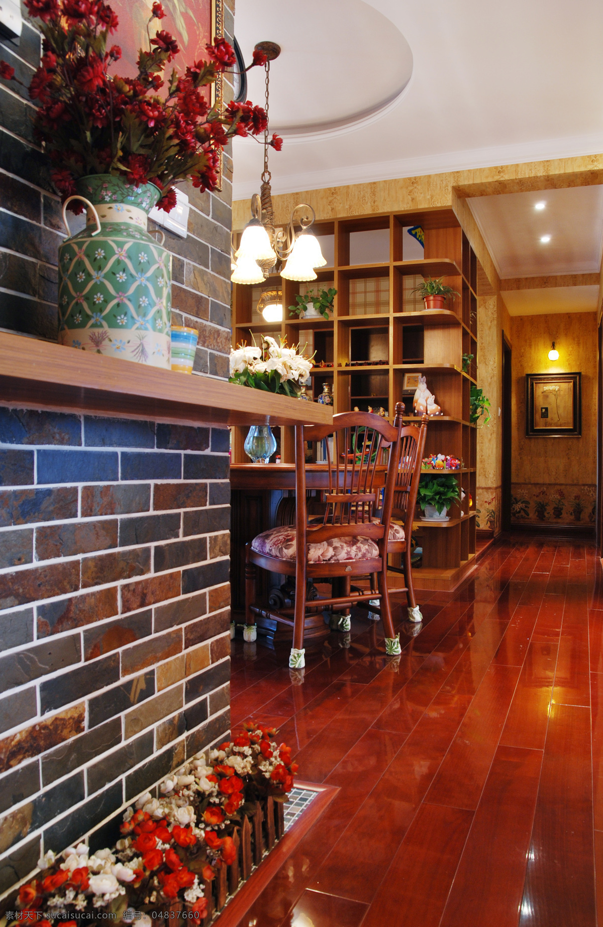 中式 古典 风 室内设计 餐厅 木地板 效果图 简约 餐桌 白色 调 现代 家装