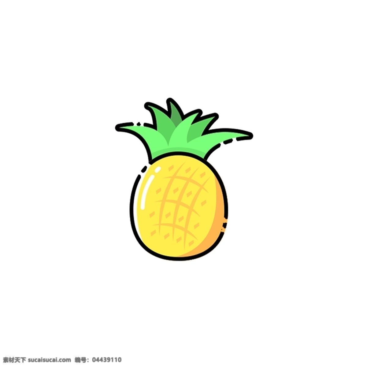 卡通 手绘 水果 菠萝 插画 卡通水果 卡通菠萝 夏日清凉 暖色调 矢量图 爽口 美味 美食 餐饮