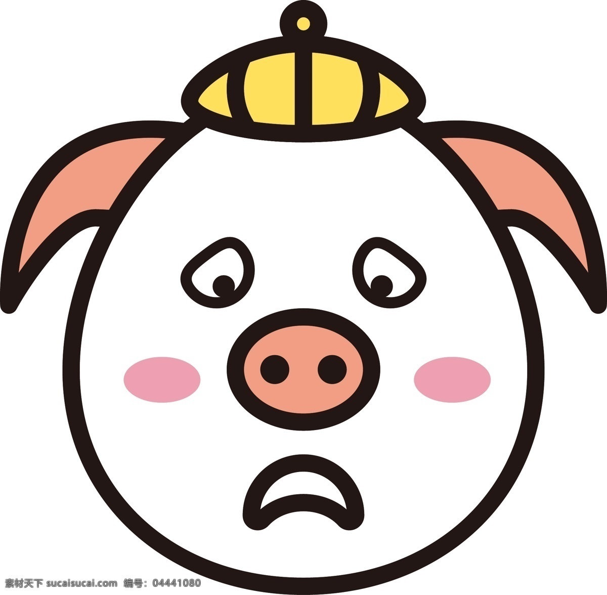 猪 沮丧 表情 包 卡通 可爱 生肖 商用 元素 表情包 生肖猪 可商用