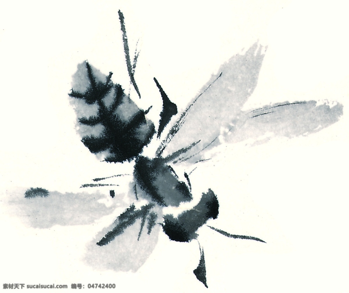 水墨风格的蜂 水墨 蜂 文化艺术 美术绘画 风格 昆虫 设计图库