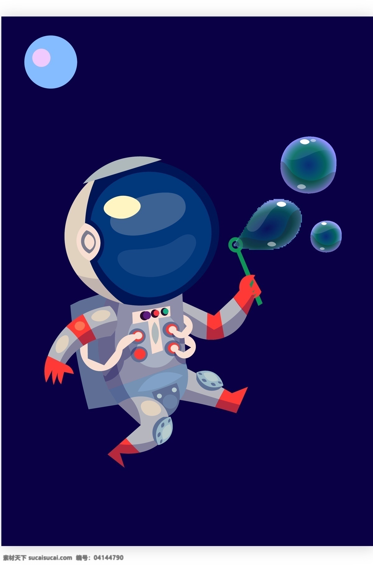 太空人 吹 泡泡 商场 矢量 插画 卡通 人物 手绘 太空