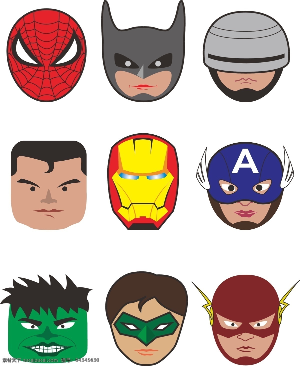 Q版美国9英雄素材图片下载-素材编号04345630-素材天下图库