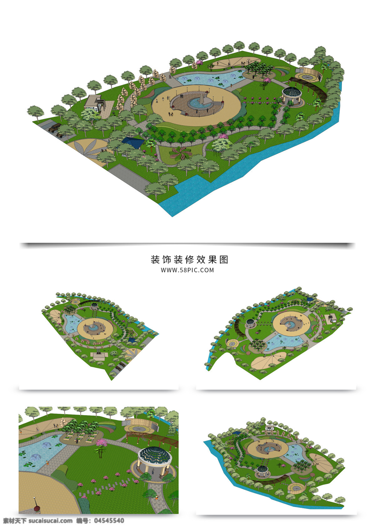 园林景观 su 透视 模型 园林 sketchup 草图 大师 景观规划 建筑装饰 设计素材 景观规划设计