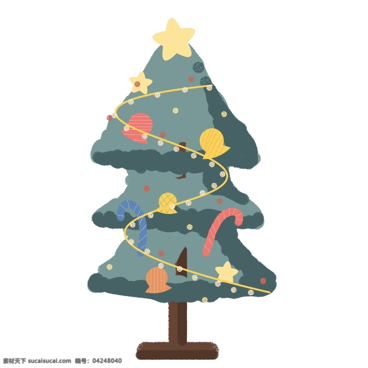 手绘 卡通 星星 铃铛 彩灯 礼物 装饰 精美 圣诞树 圣诞节 装饰精美 好 糖果 圣诞夜
