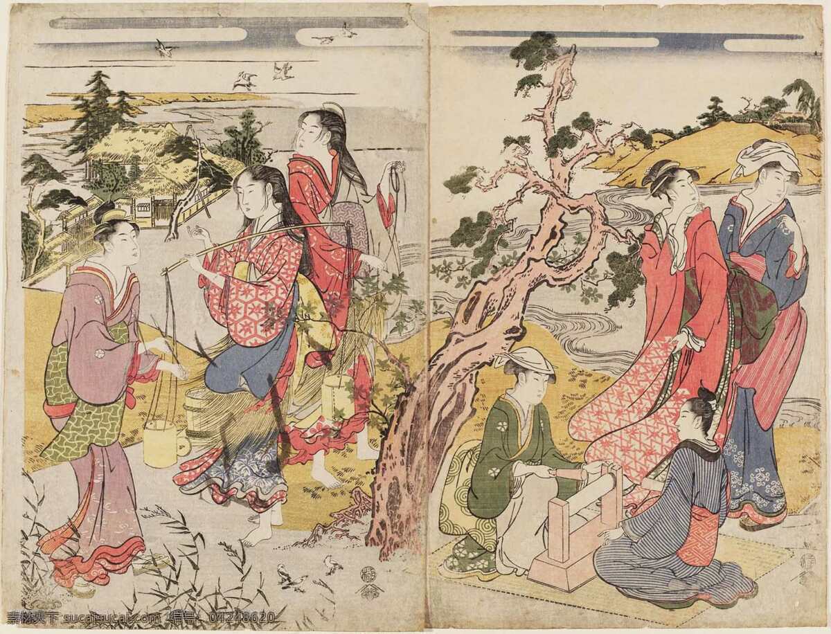 浮世绘 设计素材 模板下载 东海道 五 十 三 次 二川 日本 日本版画 版画 歌川广重 文化艺术 绘画书法 绘画