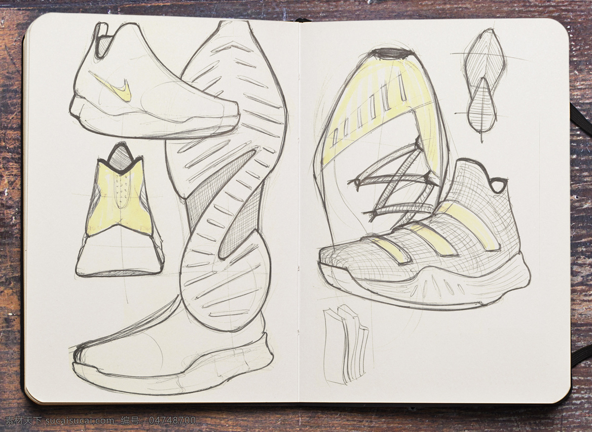 鞋子手稿图 鞋子 手稿图 彩铅 文化艺术 体育运动