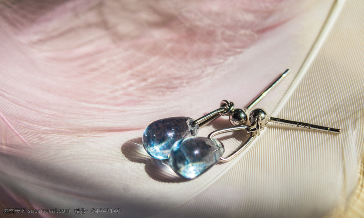蓝色 水滴 纯银 耳钉 蓝色水滴 耳环 首饰 饰品 商用 照片
