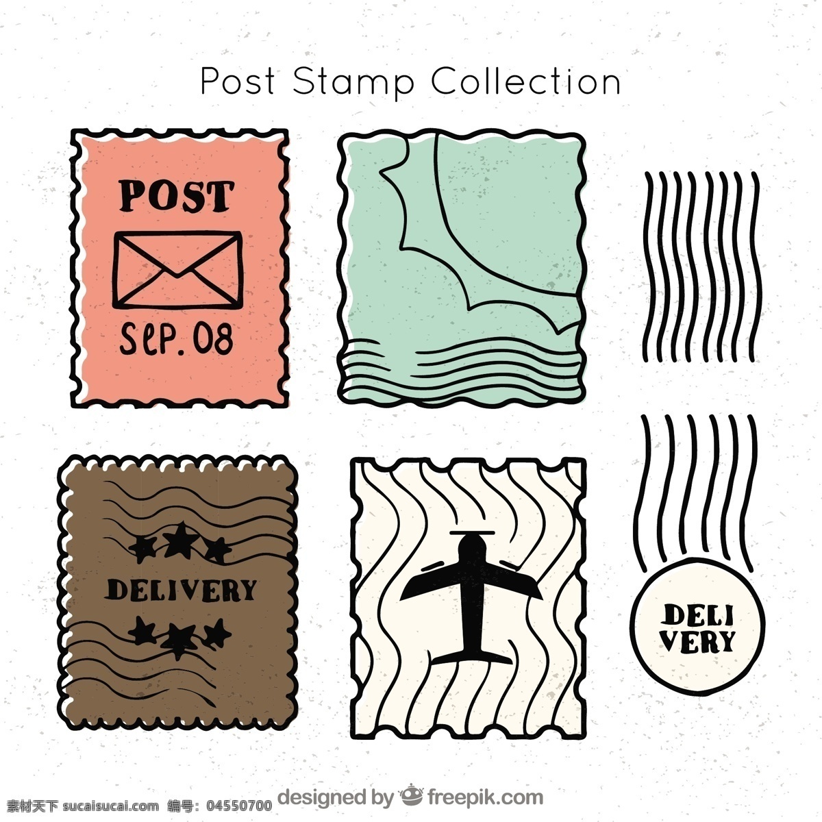 手绘 创意 邮票 邮戳 图标 创意邮票