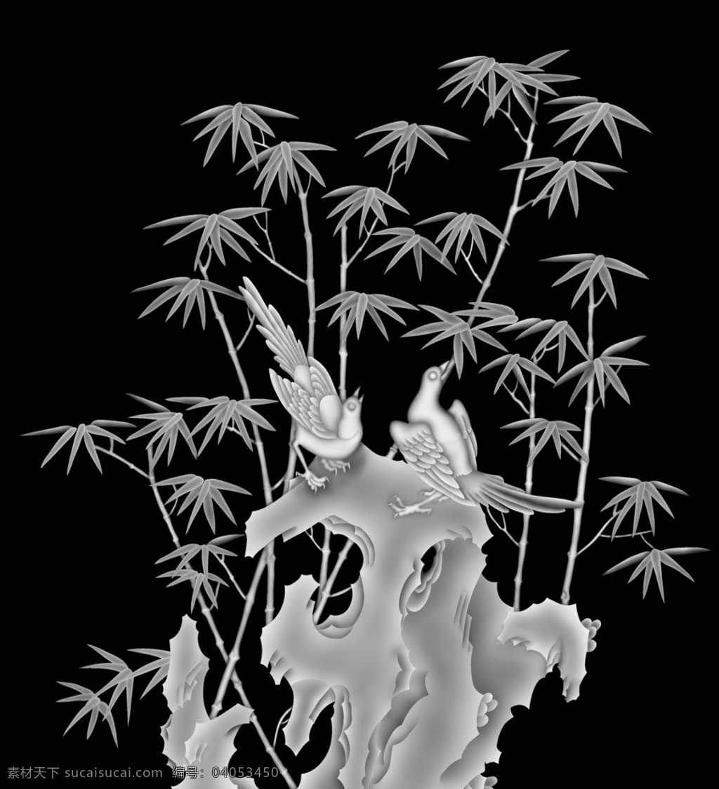 竹鸟灰度图 浮雕灰度图 精雕 bmp 雕刻灰度图 传统文化 文化艺术 灰度 灰度图 浮雕图 雕刻 自然景观