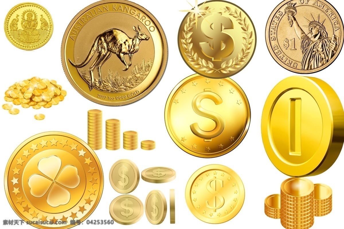 金币 钱币 硬币 钢镚 金子 钱 财富 比特币 银元 金融 财经 财政 金融素材 外币 透明素材 png抠图 分层