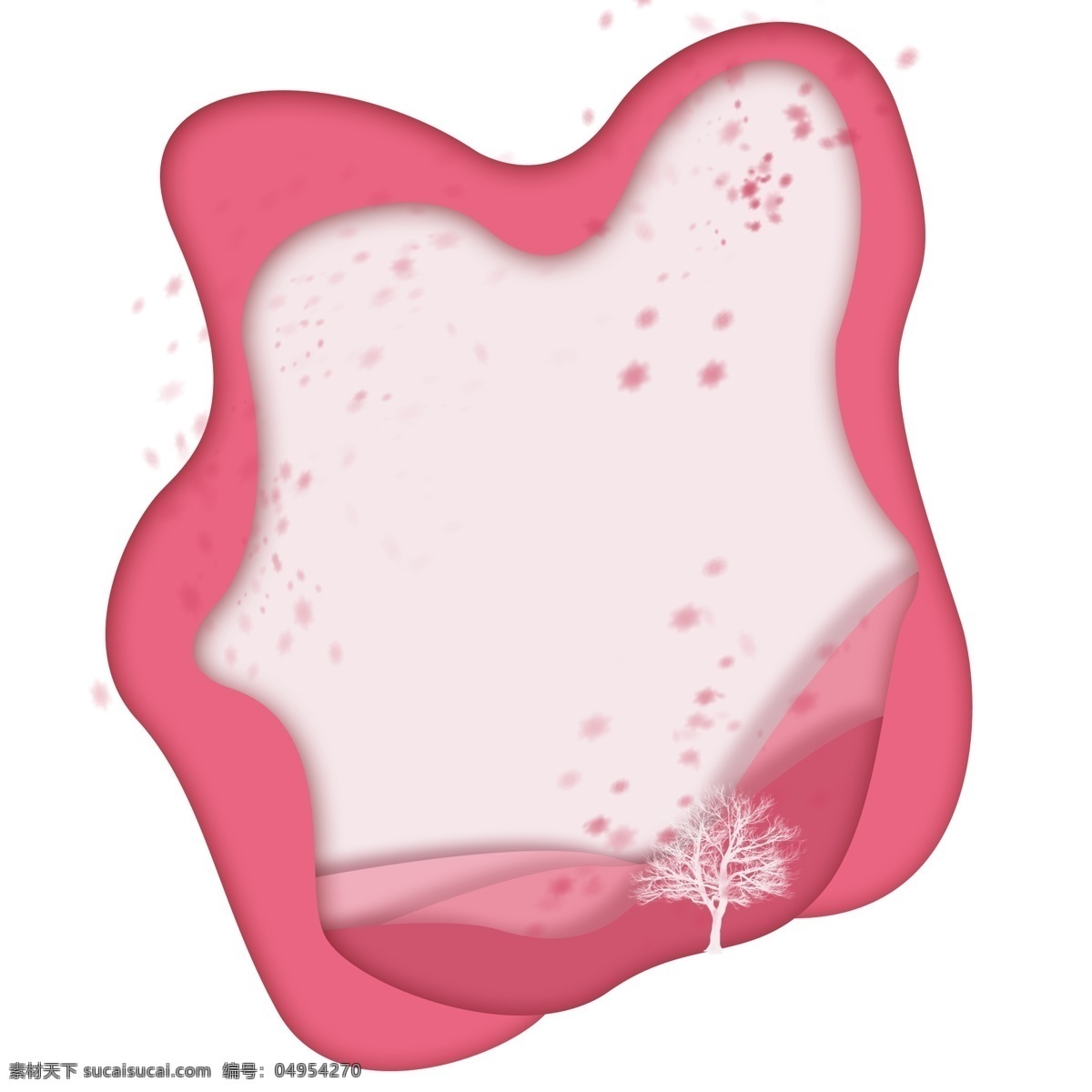 不规则 粉色 边框 粉色的边框 漂亮的边框 不规则边框 卡通边框 手绘粉色边框 白色的小树
