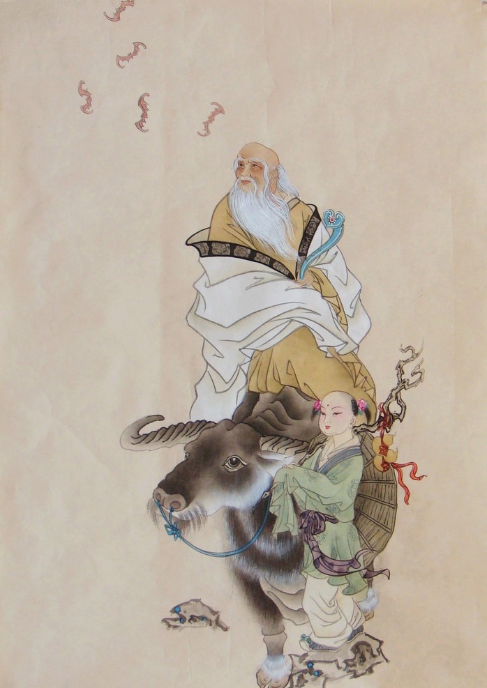 牧童和老人 肖像 国画 中国画 国画人物 人物国画 牛 特意 绘画书法 文化艺术