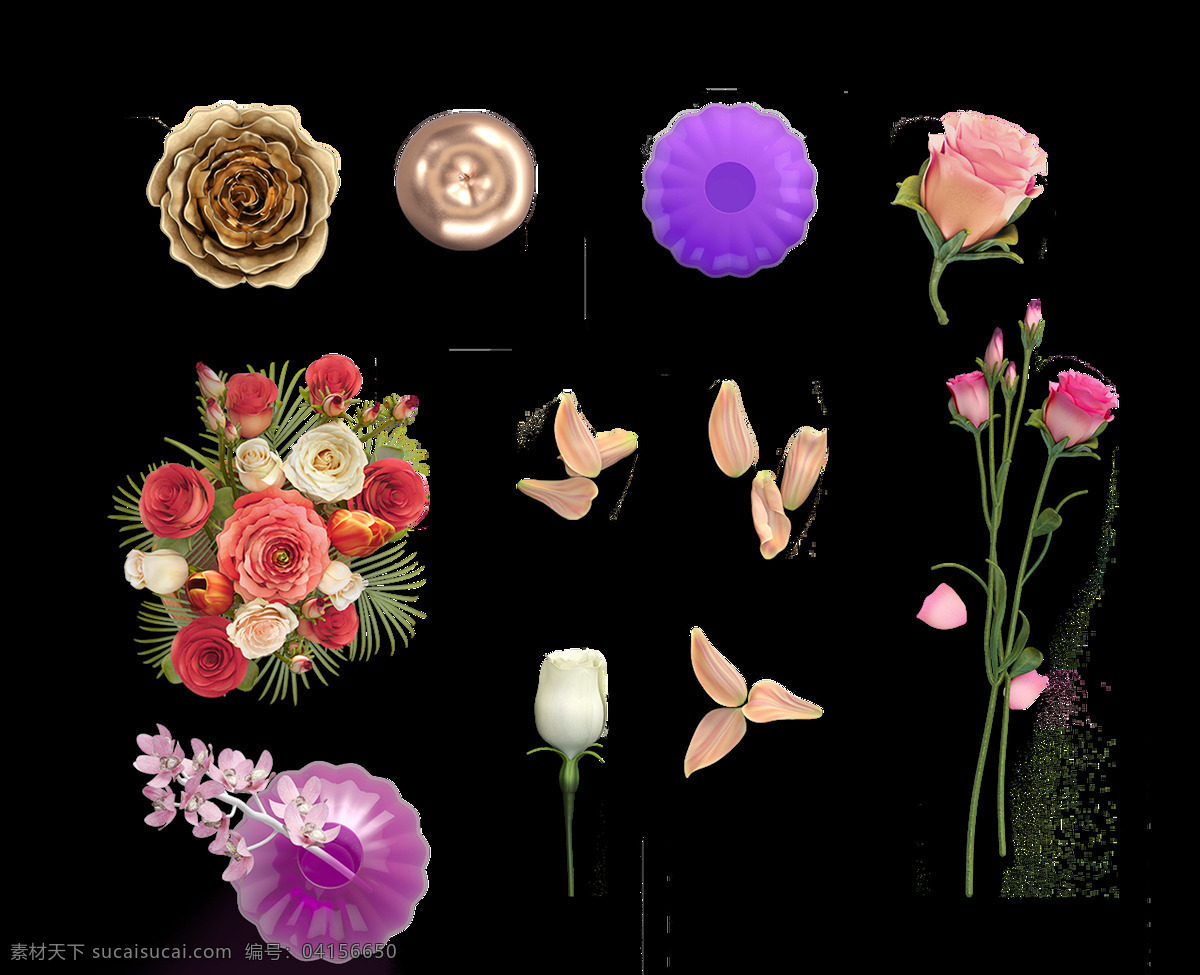 装饰 各种 花材 材料 透明 花瓣 花束 玫瑰 免扣素材 透明素材 鲜花 装饰图片